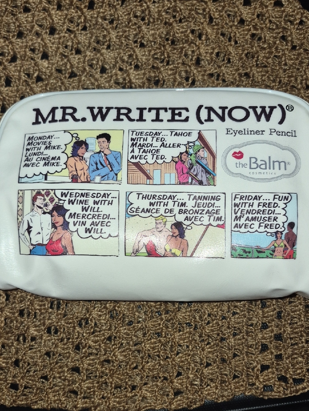 theBalm White Comic-Strip Cosmetic Pouch